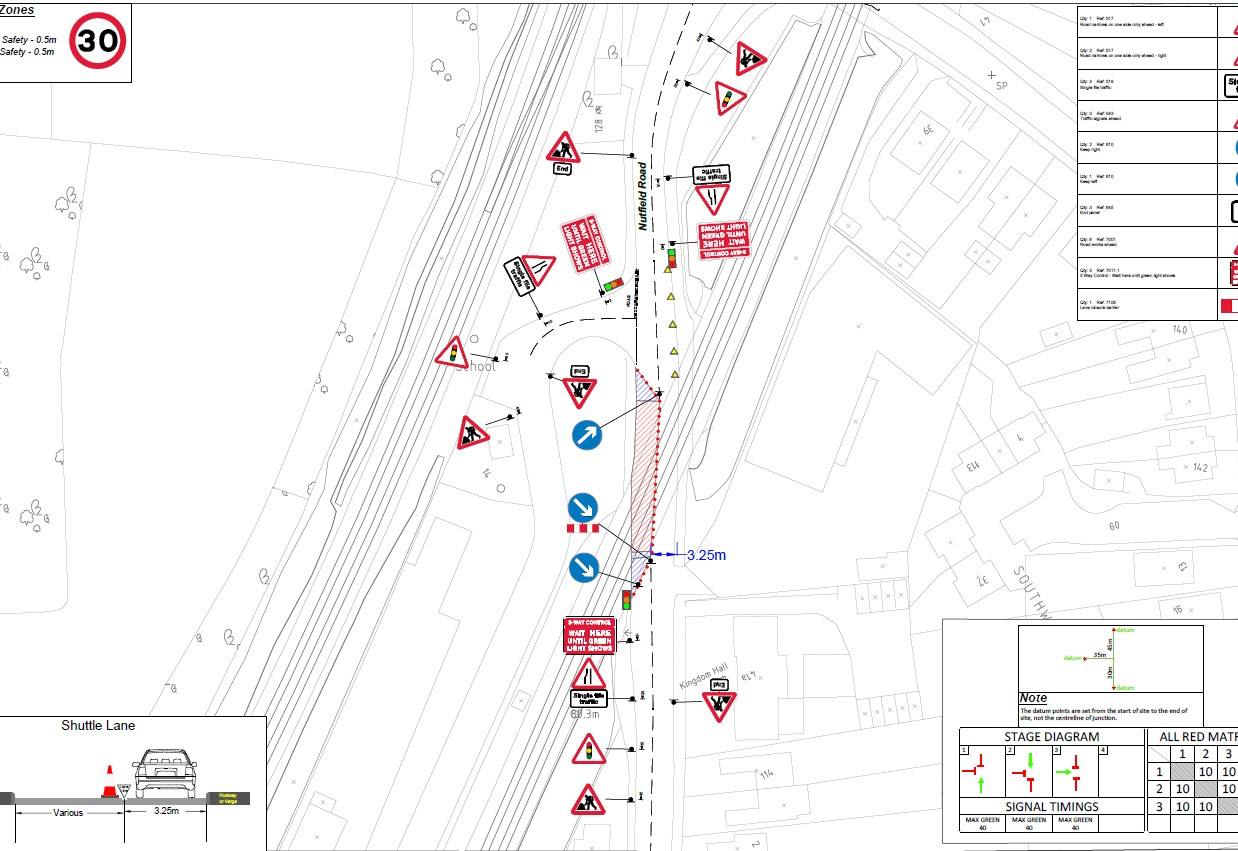 Multi-phase traffic lights with parking restrictions traffic management plan